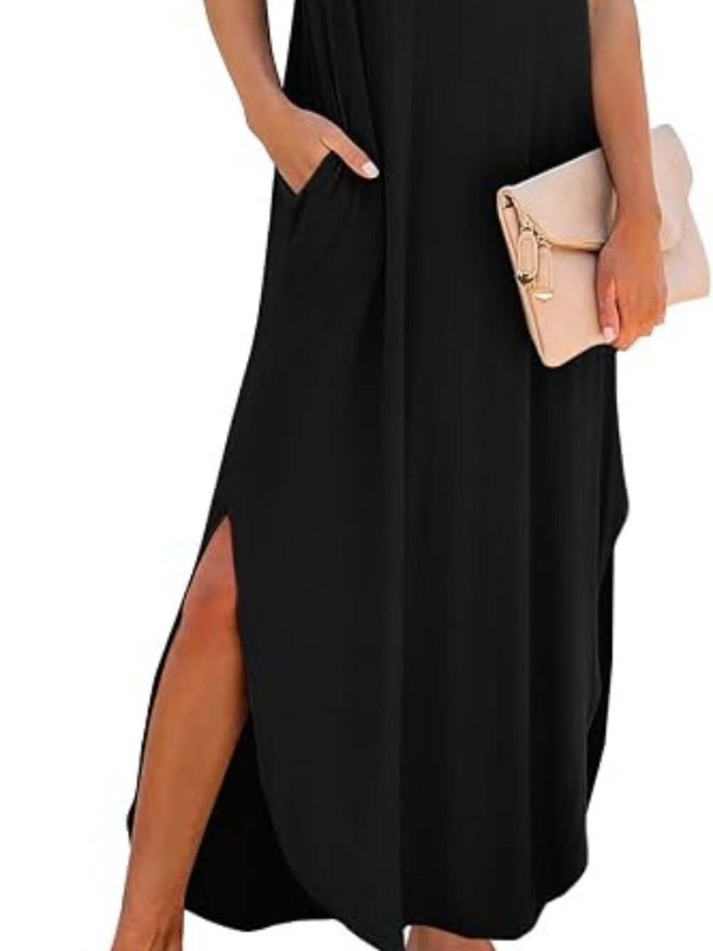 RUMIA Summer Maxi Dresses for Women Cap Sleeve Long Sundress with Pockets
